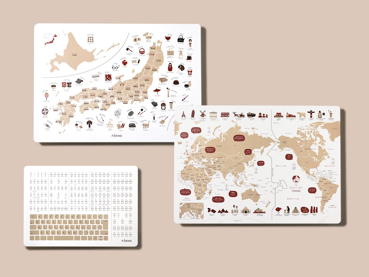 知育ポスター3枚セットB 日本地図・世界地図・ローマ字 お風呂でも