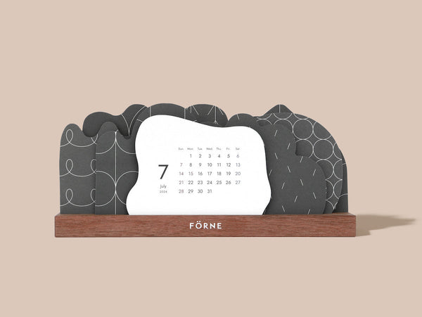 卓上カレンダー（4月始まり）モノトーン　チャコールグレー