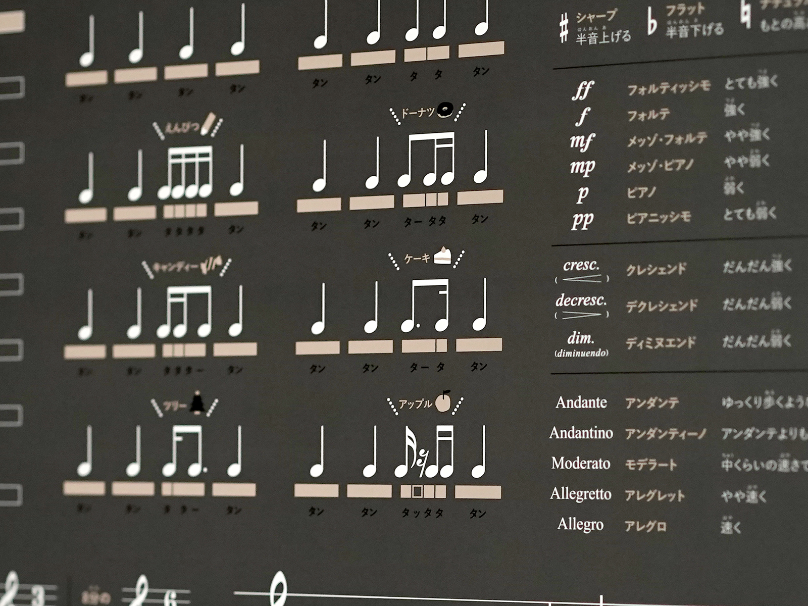 FÖRNE 音楽表 ポスター お風呂でも使える耐水合成紙 B3サイズ 縦36.4