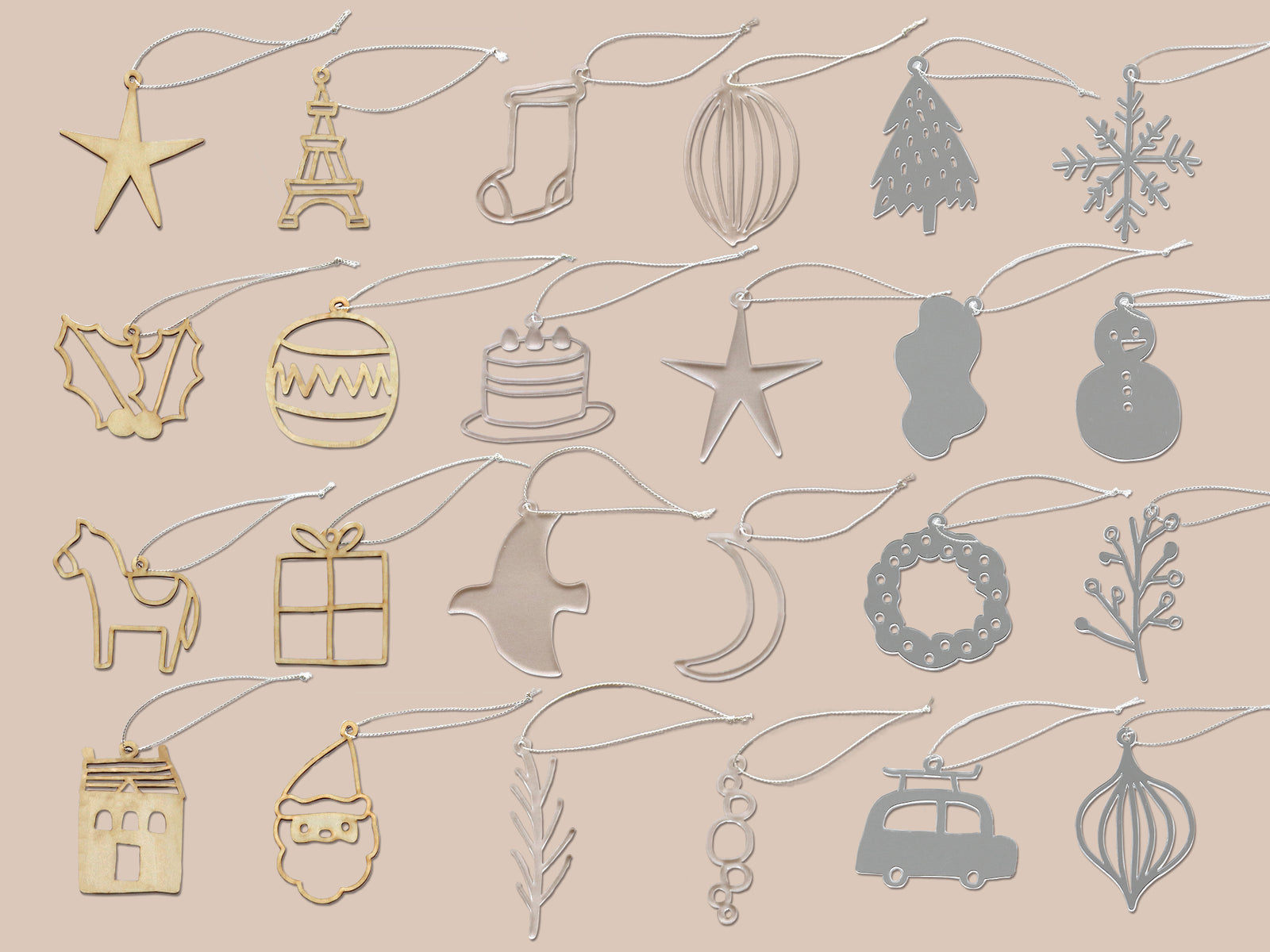 FÖRNE アドベントカレンダー オーナメントとテトラ型ボックスのセット