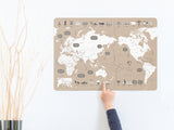 世界地図学習ポスターベージュ