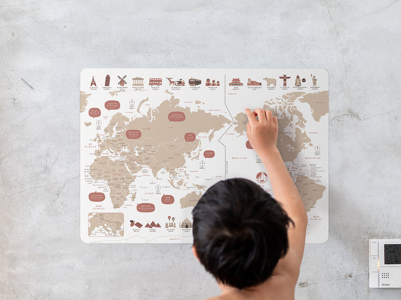 世界地図学習ポスターホワイト