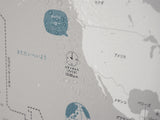 世界地図学習ポスターライトグレーは防水でお風呂に貼れます