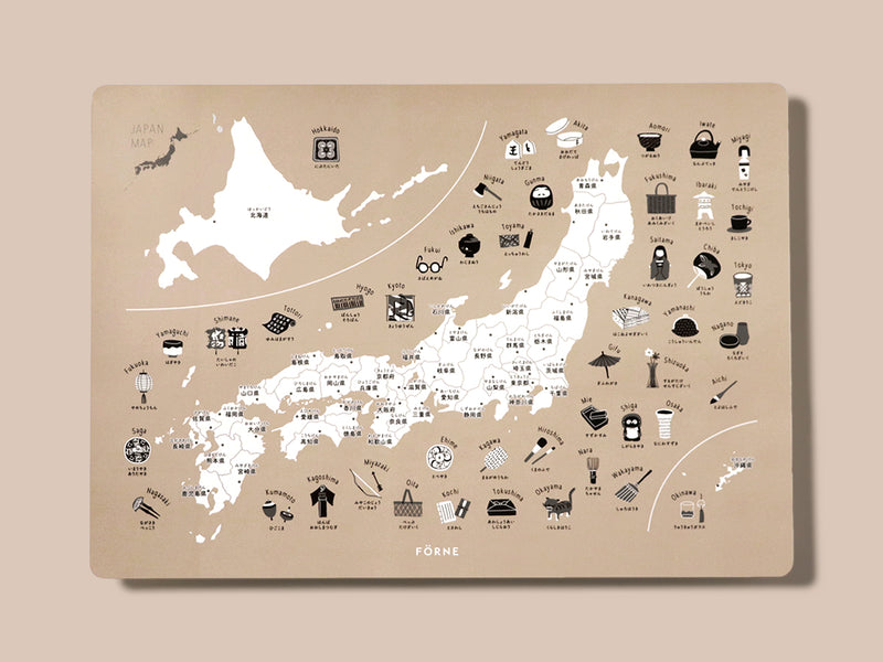 日本地図の学習ポスターベージュ