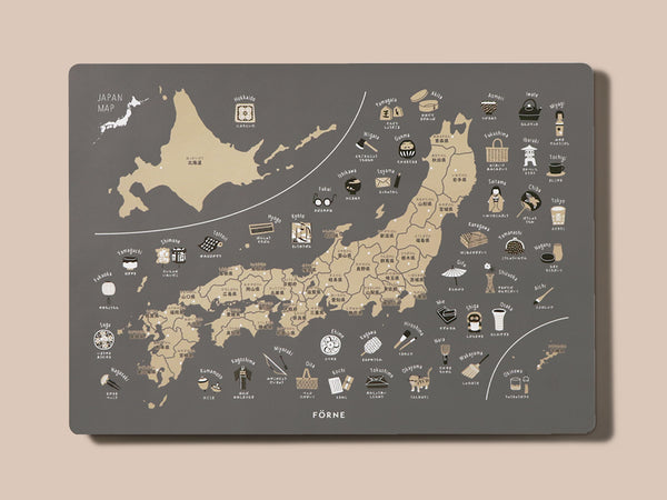 日本地図の学習ポスターチャコールグレー
