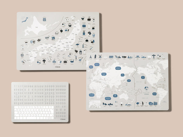 知育ポスター3枚セットB / 4色［日本地図、世界地図、ローマ字］